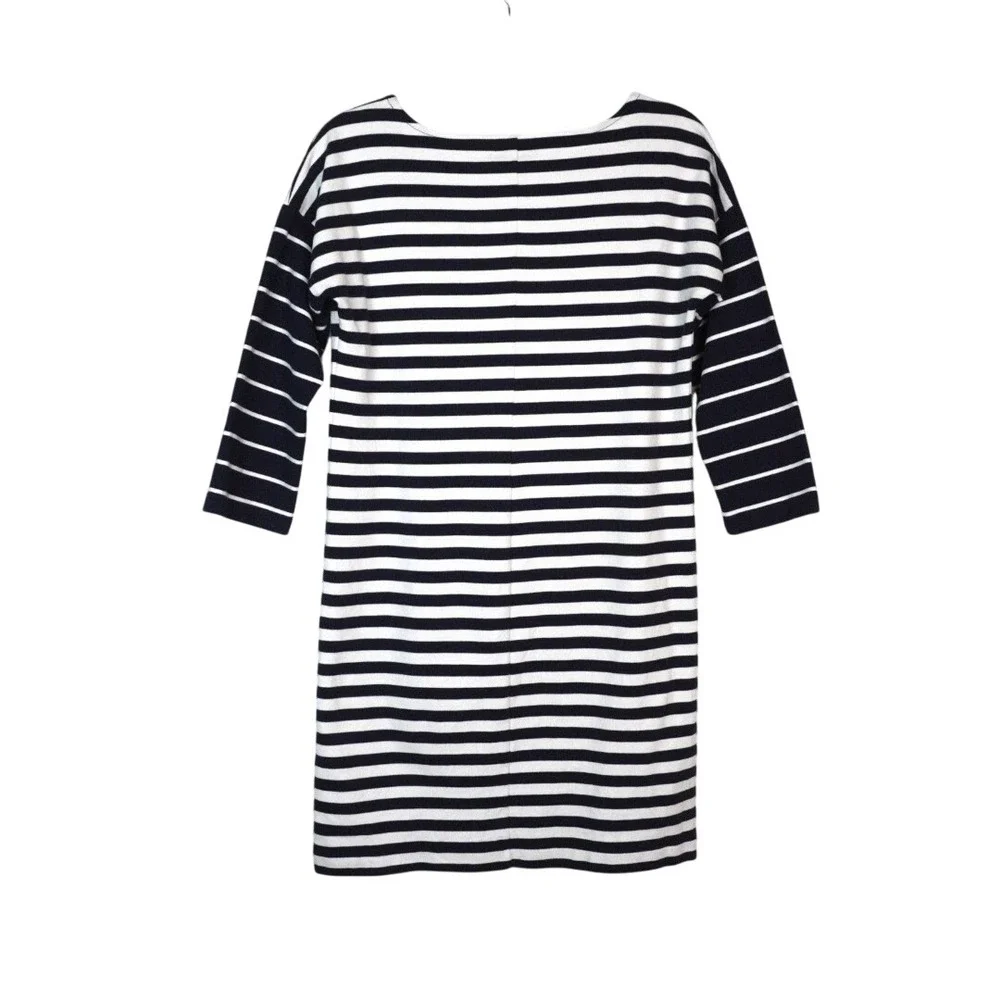 J.Crew Nautical Stripe Sleeved Shift Dress Blue‎ White Sz XS EUC Yacht Vacation